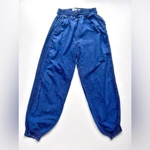 MERLEE Los Angeles boho chambray denim like genie pants lace side